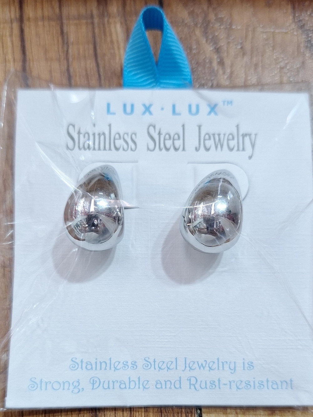 Lux Polished Silver Teardrop Stud Earrings